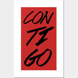Contigo, minimalist, text based-typografy, spanish design. Posters and Art